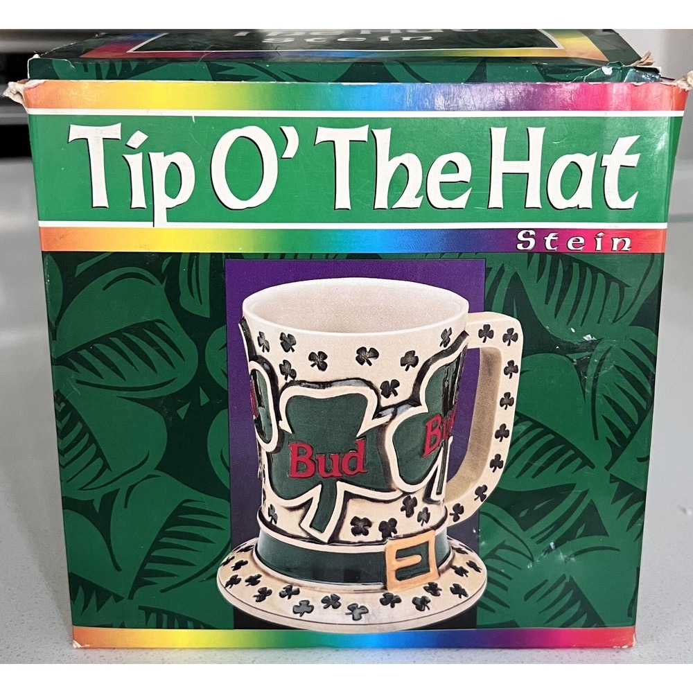Budweiser Bud 1985 Tip O The Hat St Patrick's Stein Mug In Box
